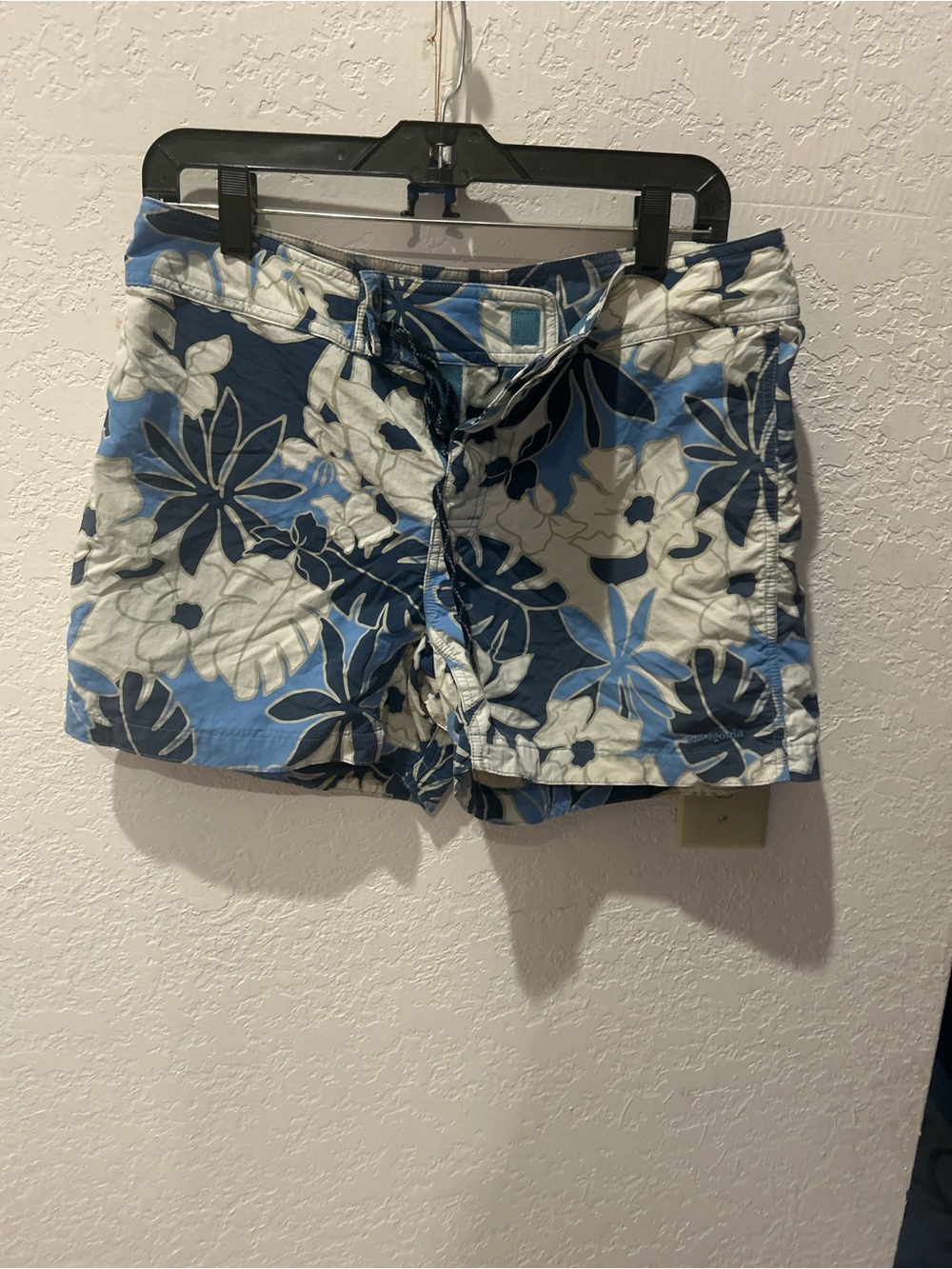 Patagonia Blue and White Floral Swim Shorts
